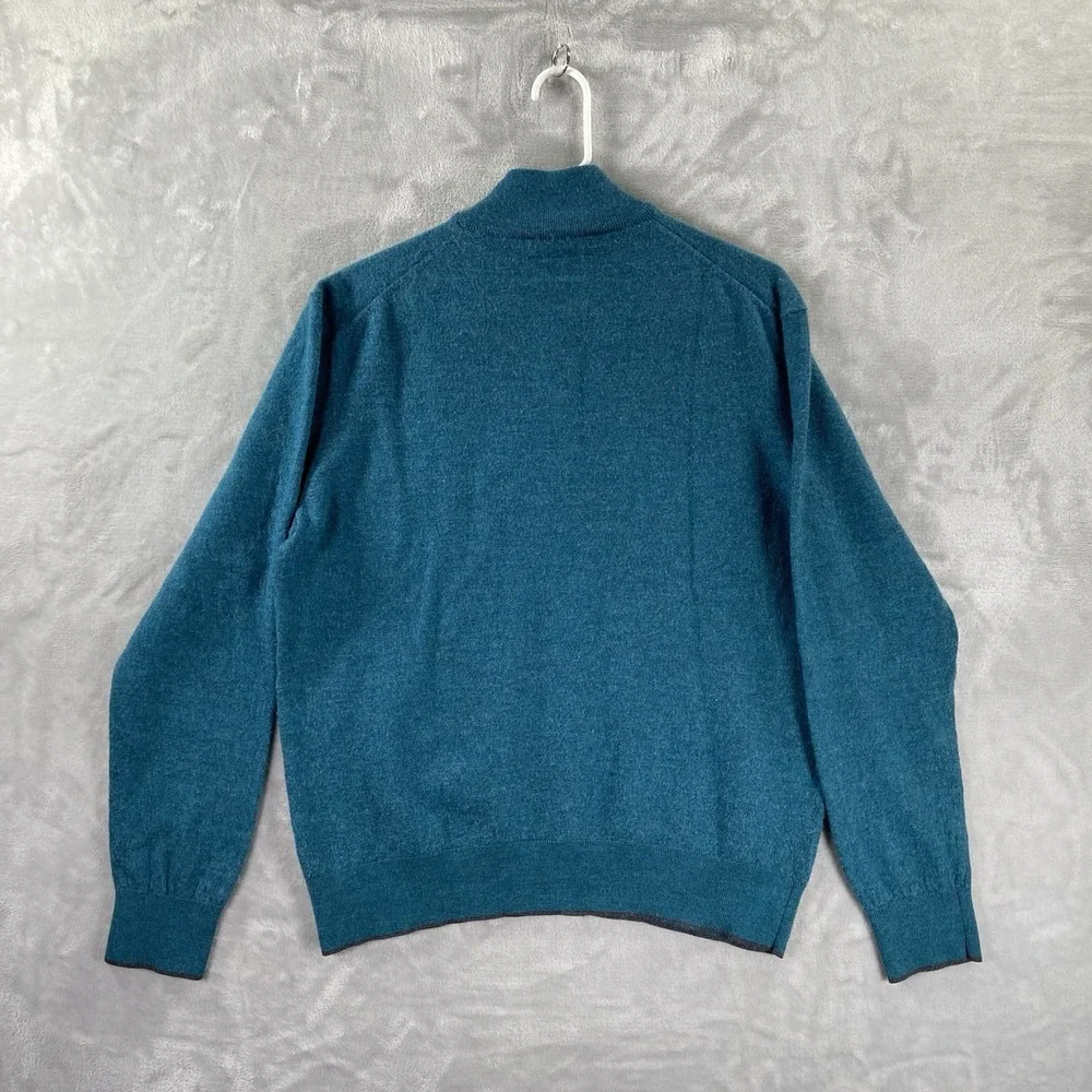 UNTUCKit Sweater Mens XL 100% Merino Wool 1/4 Zip Pullover Blue Mock Neck Casual
